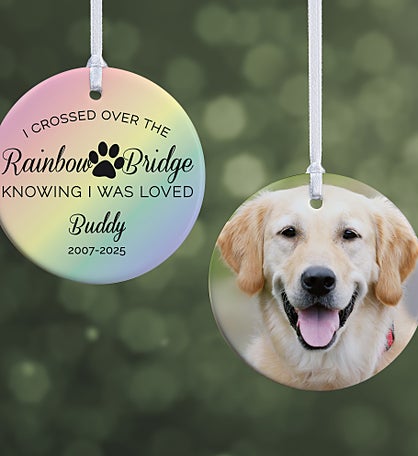Rainbow Bridge Pet Memorial Personalized Ornament