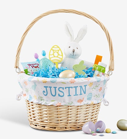 Colorful Easter Pattern Personalized Easter Basket with Folding Handle