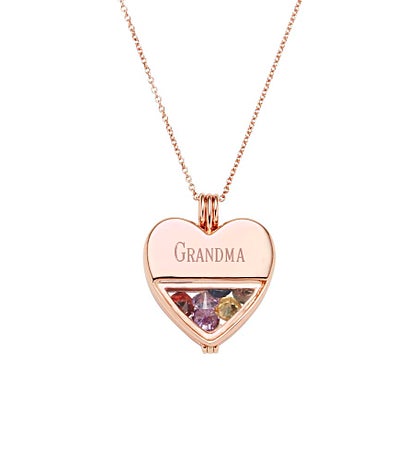 Engraved Glass Heart Birthstone Locket
