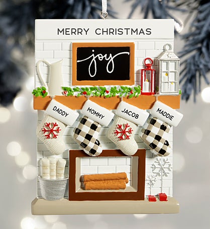 Fireplace Stockings Personalized Family Ornament