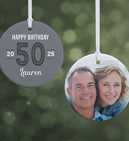 Modern Milestone Birthday Personalized Ornament