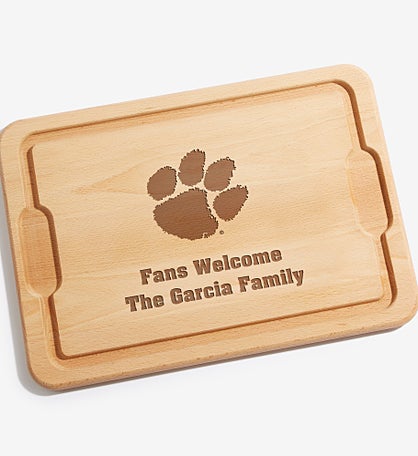 NCAA Clemson Tigers Personalized Hardwood Cutting Board