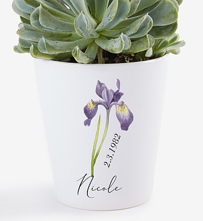 Birth Flower Personalized Mini Flower Pot