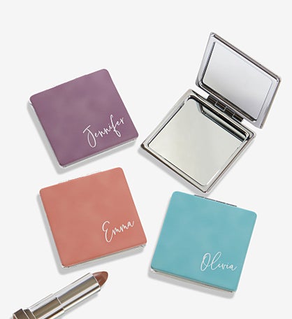 Trendy Script Personalized Compact Mirror