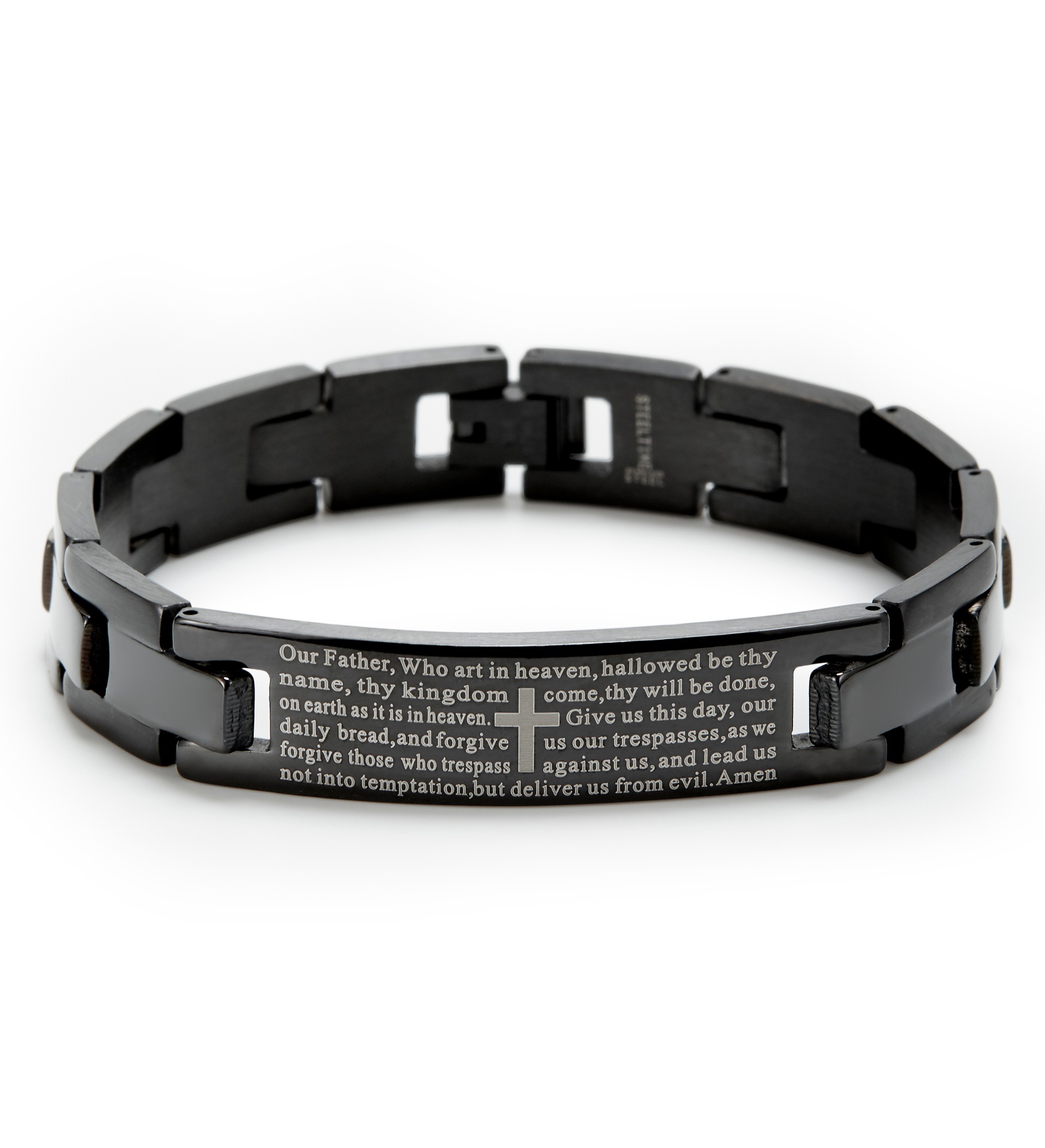 Black Engravable Men's Lord's Prayer Bracelet