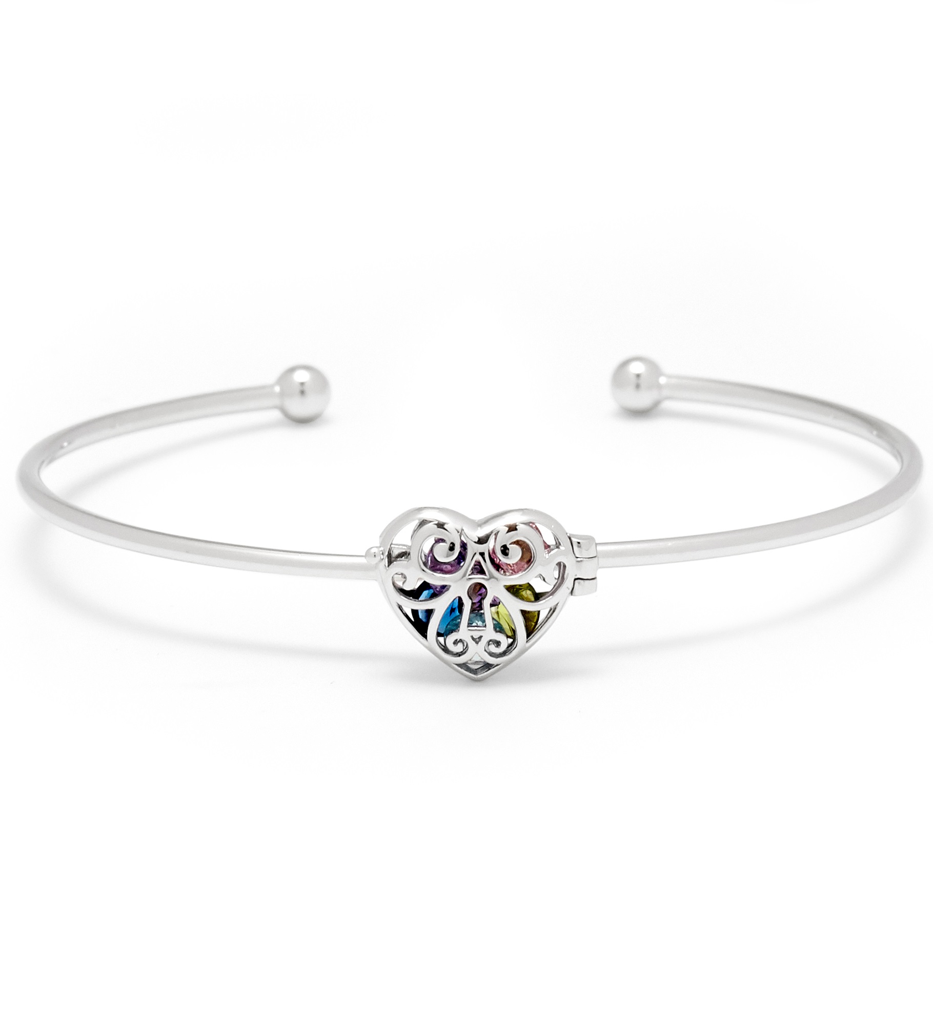 Personalized Interlocking Hearts Birthstone Cuff Bracelet