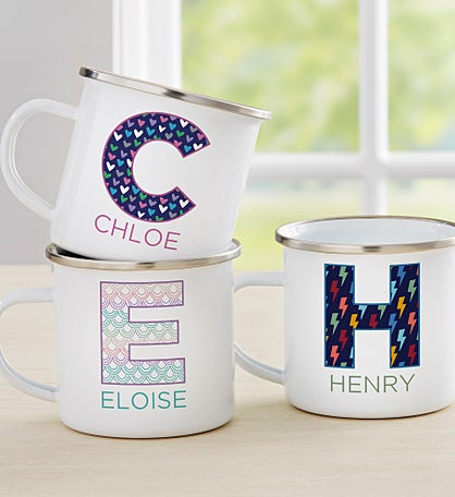 Pop Pattern Personalized Kids Enamel Mug