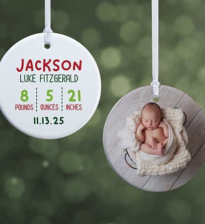 Newly Loved Baby Info Personalized Christmas Ornament