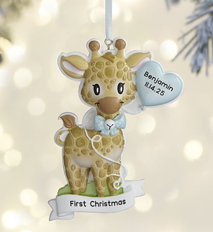 Baby Boy Giraffe Personalized Ornament