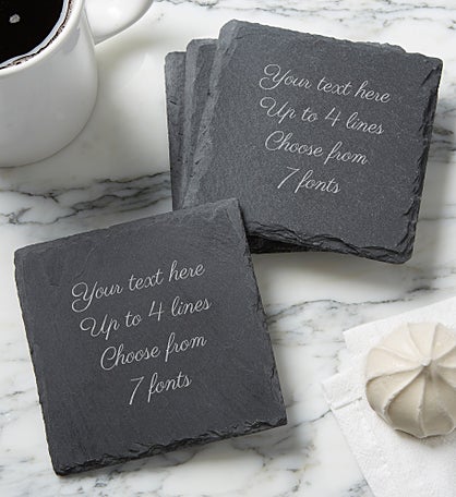 Engraved Message Slate Coaster Set