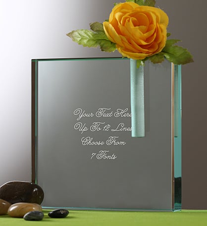 Engraved Message Personalized Glass Bud Vase
