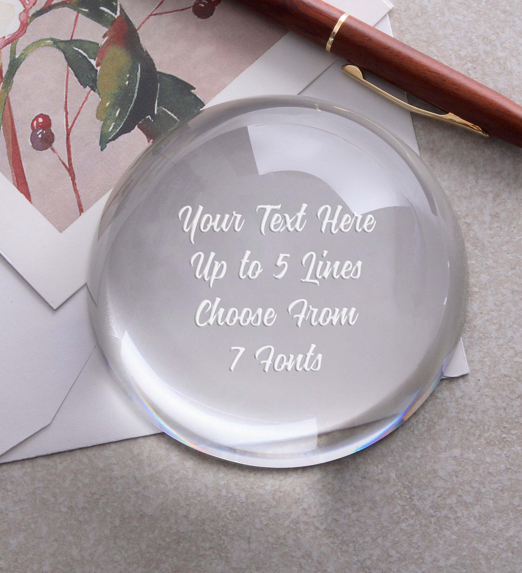 Engraved Message Crystal Paperweight