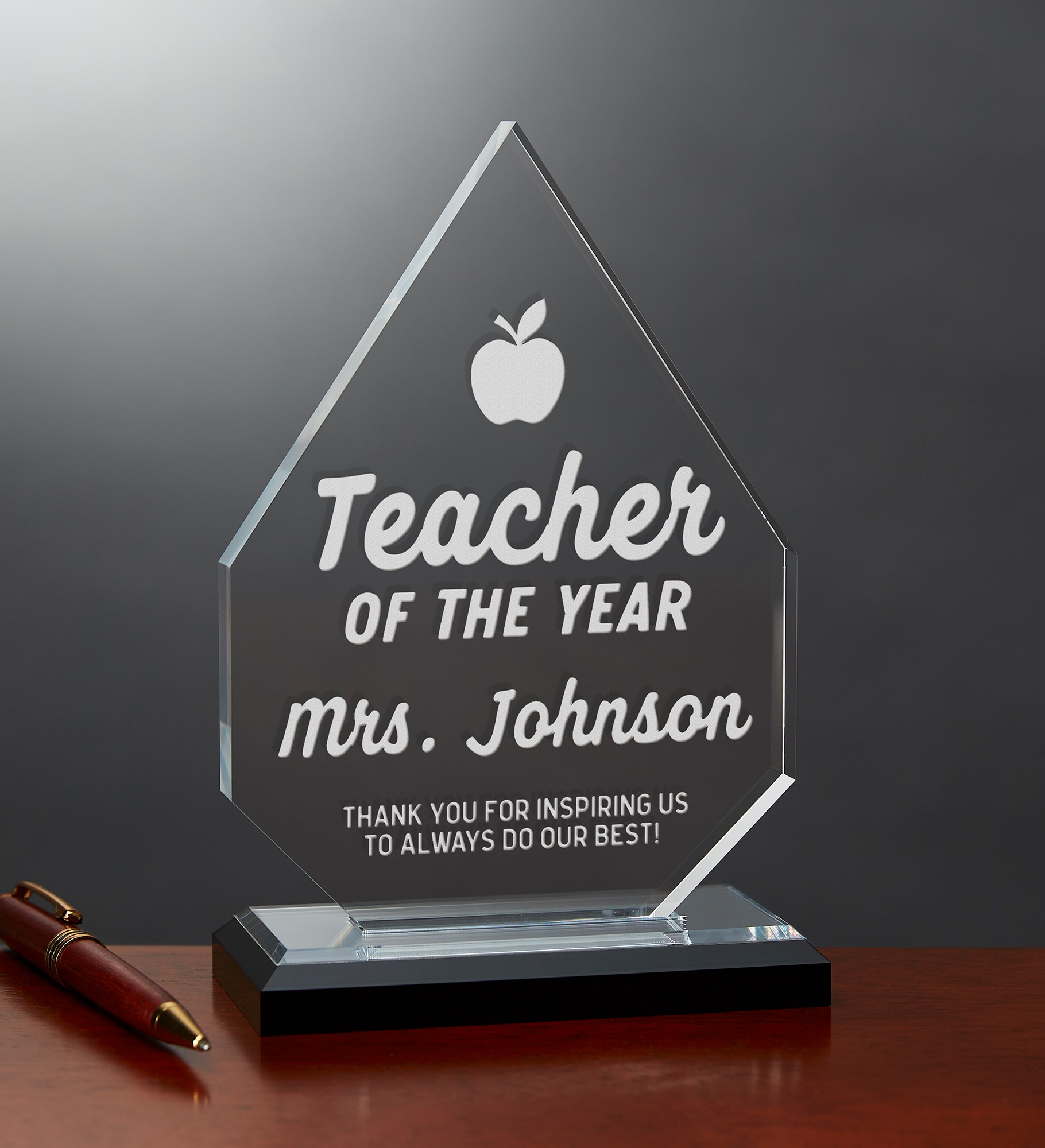 Teacher Of The Year Personalized Acrylic Diamond Award