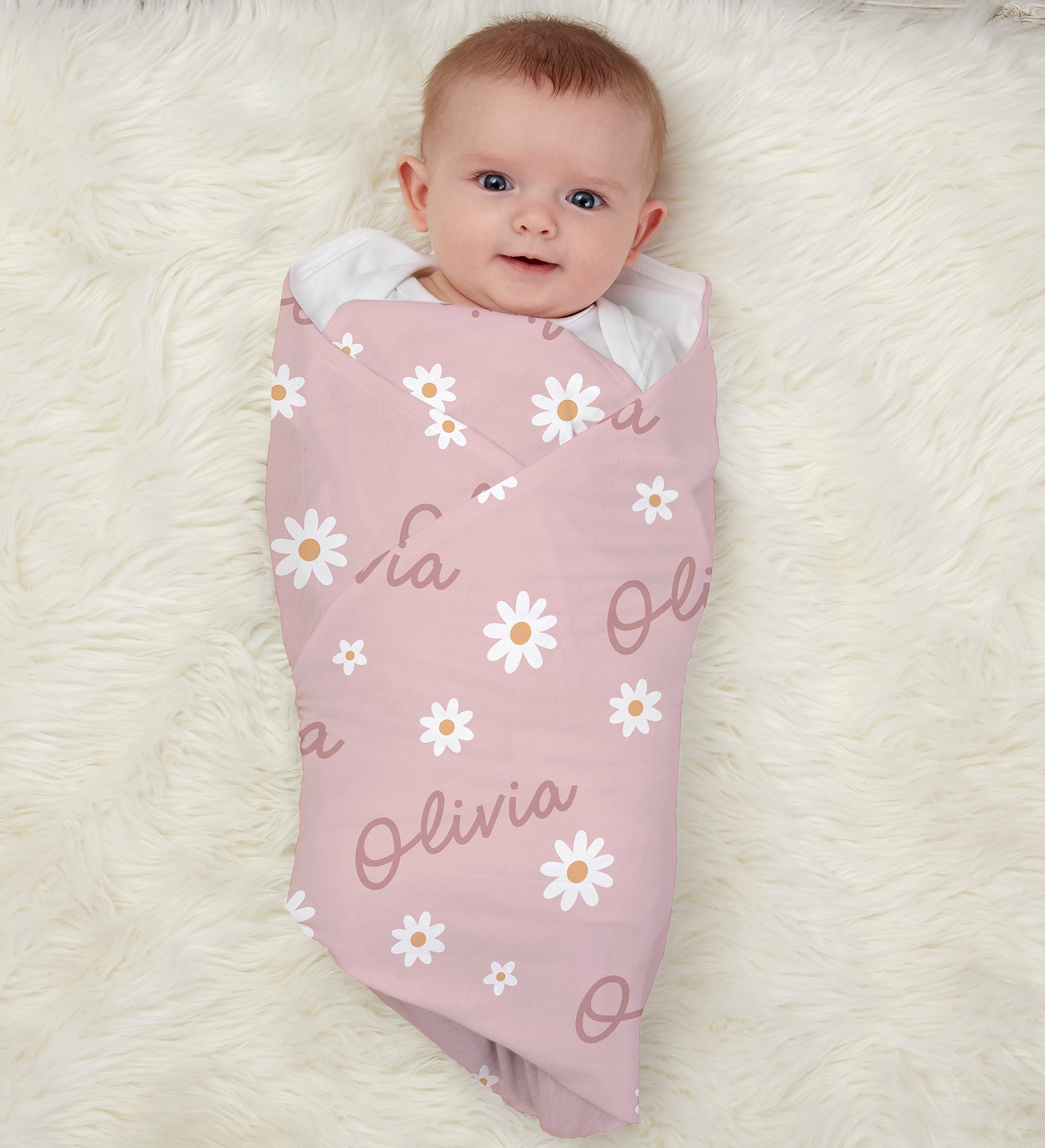 Retro Daisy Personalized Baby Receiving Blanket