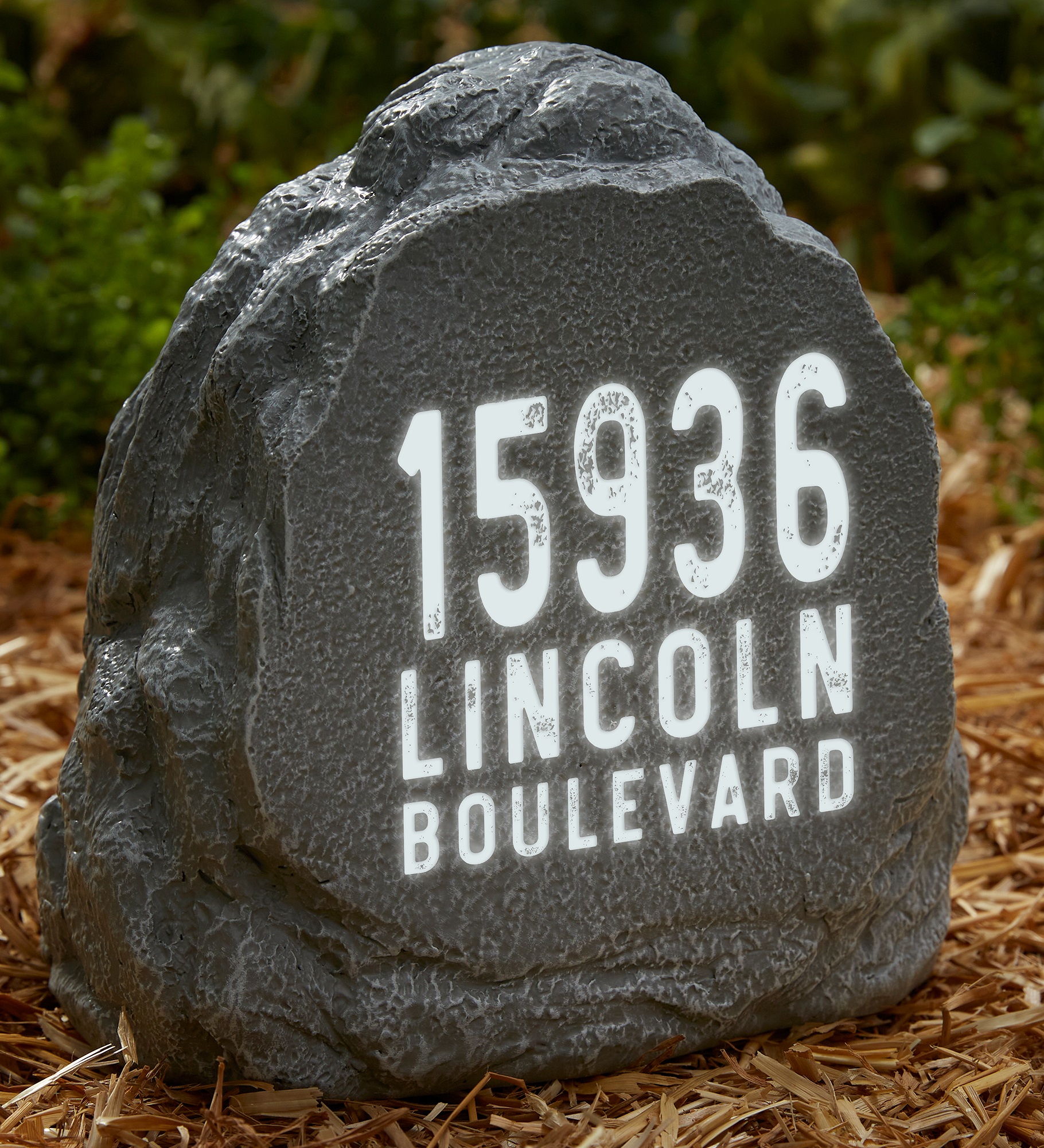 Rustic Address Personalized Solar Outdoor Garden Stone
