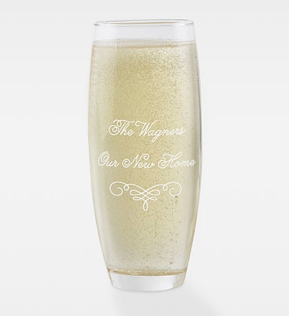 Engraved Housewarming Stemless Champagne Flute
