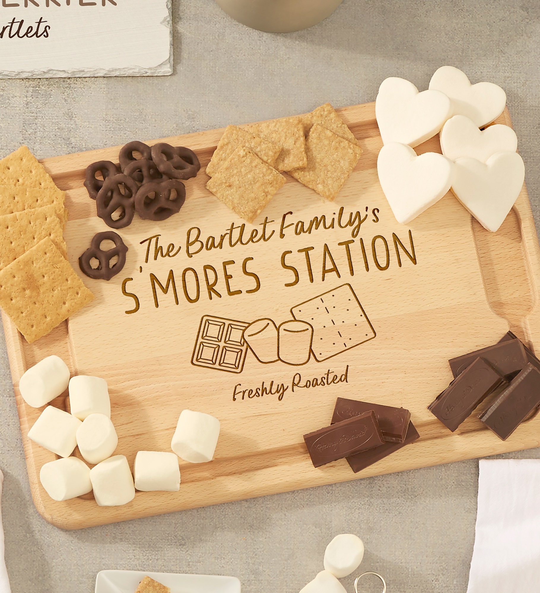 S'mores Station Personalized Hardwood Charcuterie Board