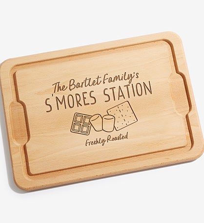 S'mores Station Personalized Hardwood Charcuterie Board