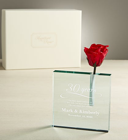 Magnificent Roses® Personalized Happy Anniversary Bud Vase