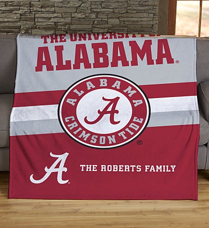 NCAA Stripe Alabama Crimson Tide Personalized Blankets