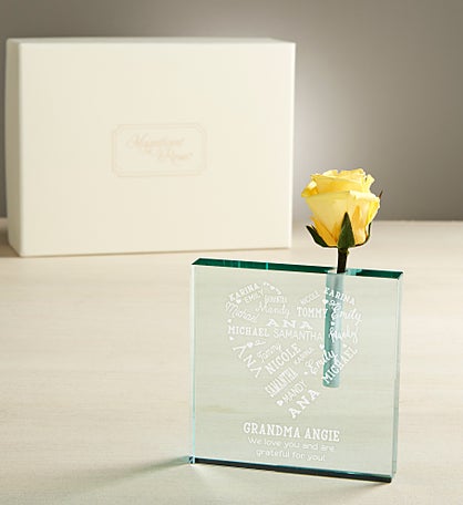 Magnificent Roses® Personalized Close To Her Heart Bud Vase
