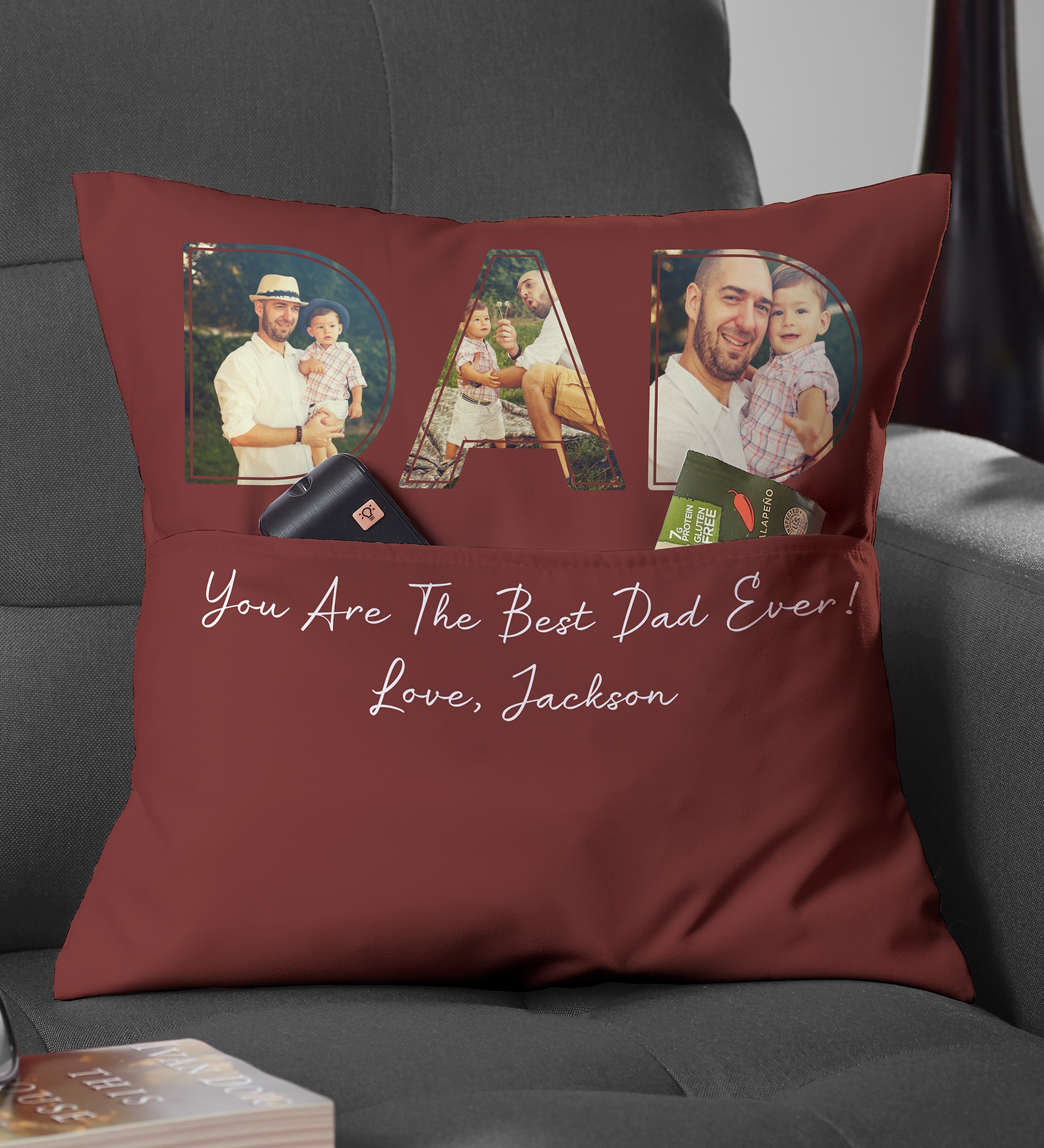 Memories With Dad Personalized Photo Pocket Pillow