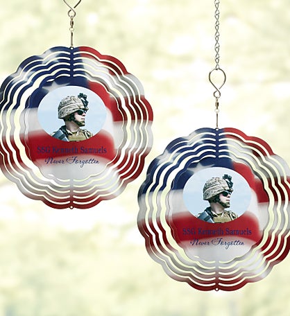 American Flag and Photo Personalized Wind Spinner