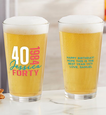 Timeless Birthday Personalized Beer Glasses