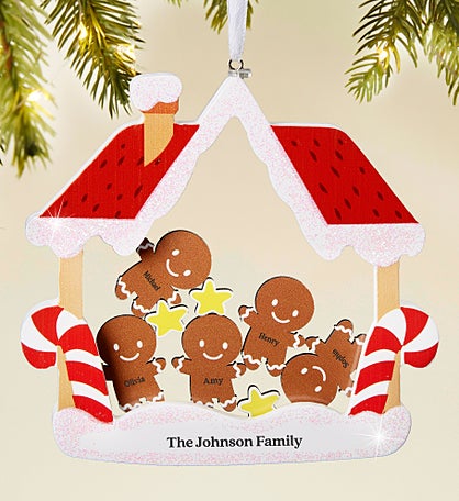 Gingerbread Personalized Family Wood Shaker Ornament