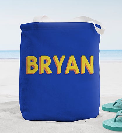 Shadow Name Personalized Terry Cloth Beach Bag