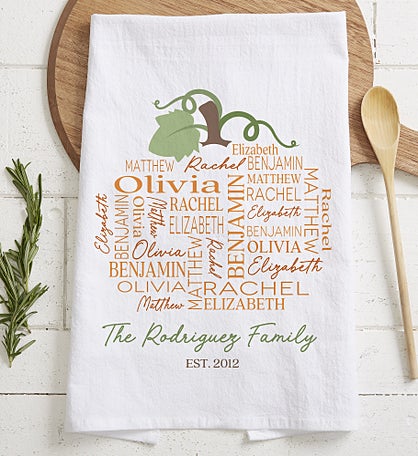 Fall Repeating Name Personalized Flour Sack Towel