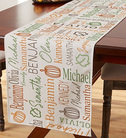 Fall Repeating Name Personalized Table Runner