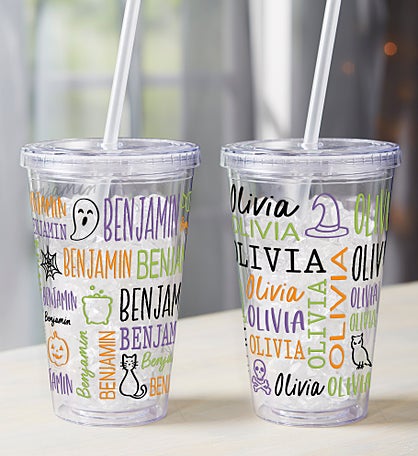 Halloween Repeating Name Personalized 17 oz. Insulated Acrylic Tumbler