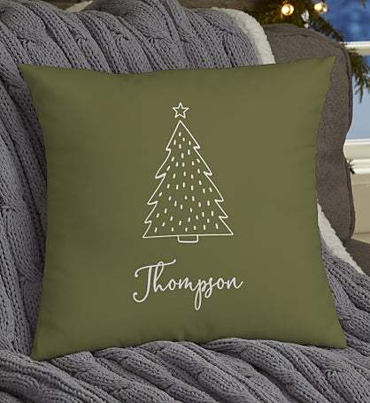 Scripted Christmas Tree Personalized Throw Pillow
