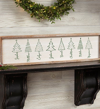 Scripted Christmas Tree Personalized Barnwood Frame Wall Art
