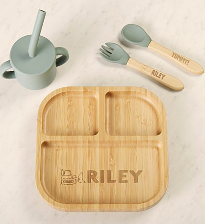 Choose Your Icon Personalized Bamboo Kids Dinnerware Set