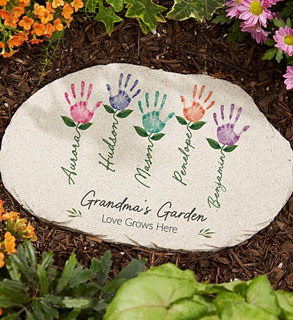 Handprint Art Personalized Round Garden Stone