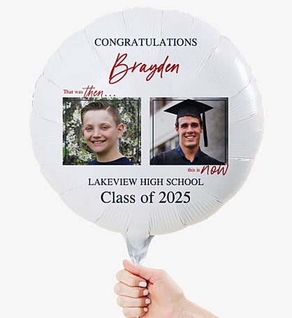 Then & Now Graduate Personalized 18" Foil Photo Balloon