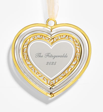 Signature Heart Engraved Spinning Metal Ornament