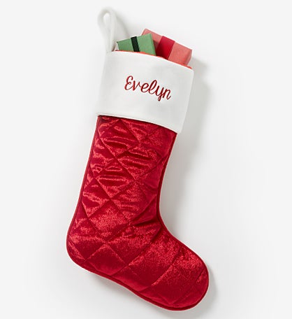 Cozy Quilt Christmas Embroidered Stocking
