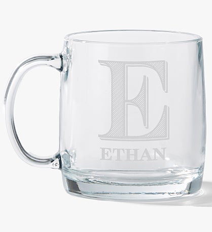 Initial Brew Engraved 12.5oz Glass Wide Mug