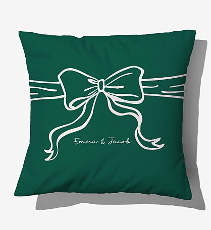 Christmas Bow Personalized Throw Pillow