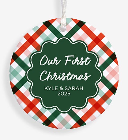 Yuletide Plaid Personalized Ornament