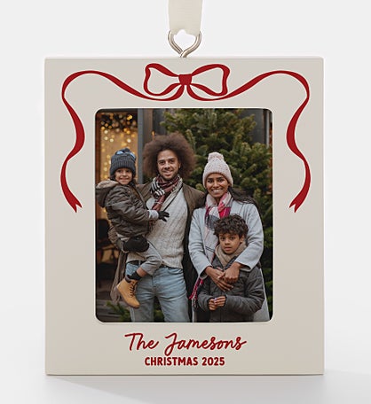 Christmas Bow Personalized Picture Frame Ornament