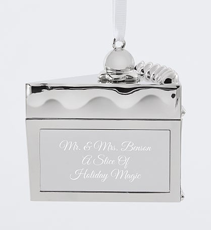 Engraved Cake Slice Ornament