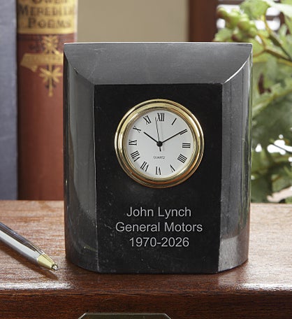 Retirement Engraved Marble Desk Clock