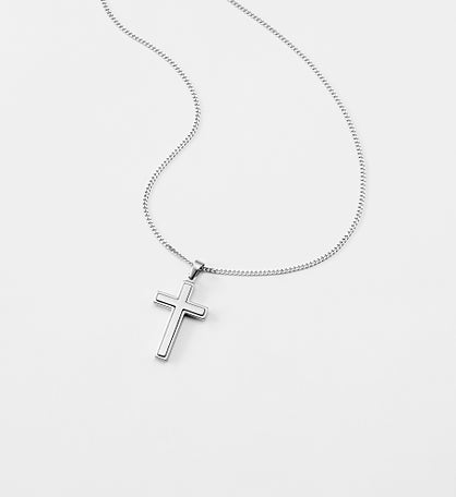 Engraved Two Tone First Communion Cross Necklace