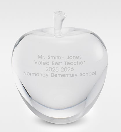 Engraved Crystal Apple Keepsake for the Teacher