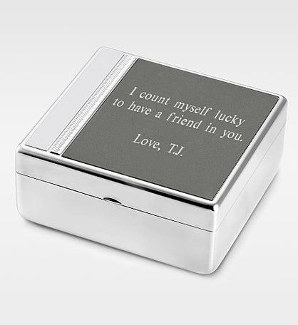 Engraved Silver and Gunmetal Keepsake Box