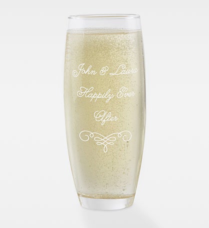 Engraved Couple Stemless Champagne Flute